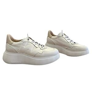 Wonders Berlin Sneaker 38 US 7.5 Platform Made Spain Slip On Shoe White Metallic